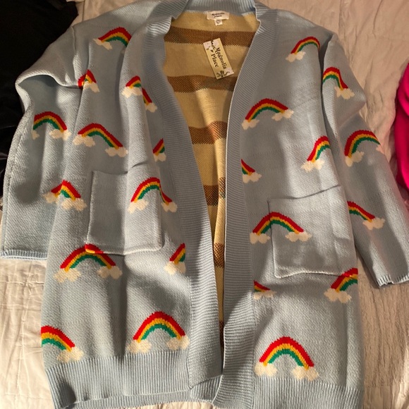 Unique Vintage Sweaters - NWT Unique Vintage Plus Size Rainbow Open Long Cardigan